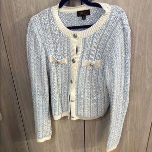 Truth Women's Knit Cardigan in Blue and Cream size L